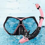 Dry Top Snorkel Set for Adults,Men,Women Anti-Fog Scuba Snorkelling Packages Leak-proof Panoramic Wide View Snorkel Mask Set,Diving Swimming Goggles Snorkeling Gear with Breathing Tube for Adult Youth