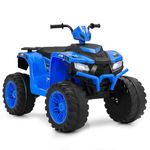 COSTWAY Kids Electric Quad Bike, 24V Battery Powered Ride on ATV with Soft Start, Wireless Connection, Music, LED Lights, Forward/Backward Functions, for Boys & Girls Aged 3-8 Years (Blue)