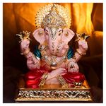 HIRANYA Crafts Ganesh Idol for Home & Car Dashboard | 24K Gold Plated Ganpati Murti | Decorative Ganesh Murti | Ganesha Idol for Car Dashboard | Perfect Pooja Room & Car Dashboard Idols (3 Inch)