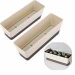 Skelang 2 Pcs Plastic Succulent Plant Pot, Rectangular Plant Pot with Drainage Holes, Long Shallow Pot for Bay Window, Kitchen Windowsill, Shelf, Coffee Table