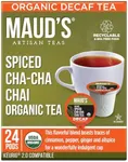 Maud's Organic Decaf Chai Tea Pods, 24ct. | Single Serve, Spiced Cha-Cha Chai Tea | 100% California Blended Organic Tea | Solar Energy Produced Recyclable Pods Compatible with Keurig K Cups Maker