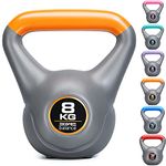 Core Balance Grey Vinyl Kettlebell Weight, Home Gym Strength Training, Cardio Workout, Colour Coded, Non Slip Rubber Feet