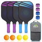 MoKo Pickleball Paddles Set, Indoor Outdoor Play, Lightweight Fiberglass Racket Set Non-slip Handle, Elastic Surface for Beginner Professional Players