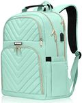 Backpack for Women Men, School Backpacks for Boys Girls, 15.6 Inch Quilted Laptop Backpack with USB Charger Port, Large Water Resistant Bookbags for Student Teacher, Teal