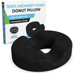 Donut Pillow for Tailbone Pain-100% Memory Foam Hemorrhoids Pain Relief Office Chair Cushion for Back, Sciatica, Orthopedic Surgery Recovery, Postpartum Pregnancy Seat Cushion for Reducing Coccyx Pain
