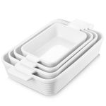 Jassceram Ceramic Casserole Dish Set of 4 Deep Rectangular Lasagna Pan Baking Dishes with Handles Large Porcelain Oven Safe Bakeware for Cooking Brownie Banquet Mac&Cheese(9.6"/11.5"/13.1"/15.2")