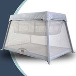 Venture Airpod Travel Cot includes deep foam mattress and carry bag 100 x 65cm (Silver) - Multi Award Winner