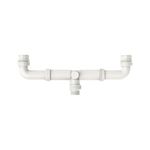 Viking Double Bowl Sink Plastic Drain Out Pipe with P-Trap Brass Thread 32mm(1-1/4")- length 450mm (18”) Polished CP White PP - Adjustable Length 575mm - 425mm & Thread 40mm & 32mm,Polished