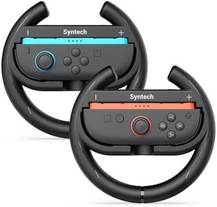 Syntech Steering Wheel for Nintendo Switch2 JoyCons 2025 (2 Pack, Black) – Switch Steering Wheel Accessories for JoyCon Mario Kart 8 Deluxe Racing Games, Anti-Slip Grip, Fast Install, Precise Control