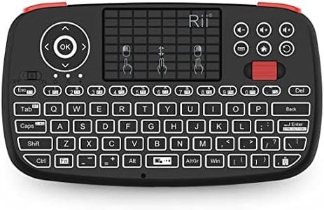 Rii (2019 Upgrade i4 Mini Bluetooth Keyboard with Touchpad, Blacklit Portable Wireless Keyboard with 2.4G USB Dongle for Smartphones, PC.Black