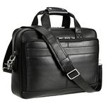 Polare Full Grain Leather 16.5'' Laptop Bag Briefcase for Men Business Messenger Work Bag Fits 15.6'' Laptop (Black)