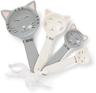 Fox Run Cute Cat Little Kittens Ceramic Measuring Spoon Set, 6 x 3 x 2.25 inches, Multicolored,11717