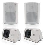 Herdio Outdoor Speakers Wired Waterproof, 4” 400W 2-Way Passive Wall Mounted Speakers with Swivel Brackets, Expansive Stereo Sound Coverage, All-Weather Durability, for Patio (2Pair, White)