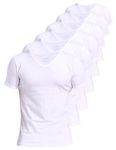 Comfneat Men's 6-Pack Undershirts 100% Cotton Comfy V-Neck T-Shirts (White 6-Pack, Medium)