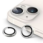 JETech Camera Lens Protector for iPhone 14 6.1-Inch and iPhone 14 Plus 6.7-Inch, 9H Tempered Glass Metal Individual Ring Cover, HD Clear, 1 Set (Starlight)