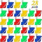 Shindel 28PCS Beach Buckets, Colorful Sand Buckets with Shovels Beach Pail Sand Toys for Girls Boys Gifts Outdoor Activities Party Favors