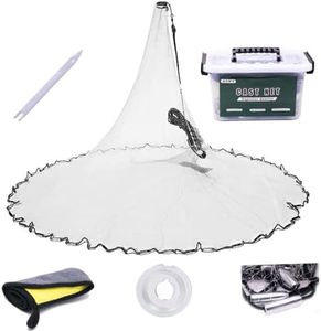 KZWT Cast Net, 3FT-12FT Radius American Fishing Casting Net with Heavy Duty Sinkers for Freshwater and Saltwater Bait Fish, Throw Style Fishing Net for Bait Shrimp Trap Fish