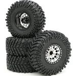 hobbysoul 2.2 Beadlock Wheels and Tires Height 5.0'', 2.2 Tires & 2.2 Wheels Silver Black for RC Mud Crawler Trail Gen8 Everest gen 7 Pro/Axial Capra Wraith / TRX4, (4-Pack, Assembled)