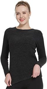 MANCYFIT Thermal Tops for Women Brushed Lining Shirt Long Sleeve Base Layer Crew Neck Black X-Large