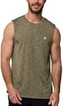 INTO THE AM Performance Muscle Tank Tops for Men S - 4XL - Workout Gym Quick Dry Fit Moisture Wicking Tanks (Olive Green, X-Large)