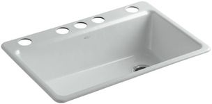 KOHLER K-5871-5UA3-95 Riverby Single Bowl Undermount Kitchen Sink, Ice Grey