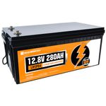 ECO-WORTHY 280AH 12V LiFePO4 Lithium Battery with excellent low temperature performance, 6000+ Deep Cycles BMS, 3584Wh Energy, for Off-Grid, RV, Solar Power System, Home Backup, UPS and Marine