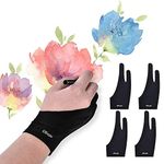 OTraki 4 Pack Artist Gloves Anti Smudge Two Fingers Drawing Gloves for Paper Sketching, Pad Monitor, Graphics Tablet, Universal for Left and Right Hand - 2.75x7.08 inch