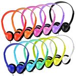 Kids Headphones Bulk 18 Pack Multi Colored On-Ear Corded Headphones with 3.5mm Jack for School Classroom Libraries Students Adult, Individually Bagged (12 Colors)