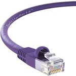 InstallerParts 50 Ft Cat 5E Molded Snagless Patch Cable Purple - Professional Series - 50 Micron Gold Plated RJ45 Connectors - Data Network