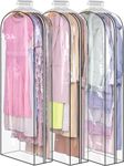 MISSLO 10" Gusseted Clear Garment Bags for Dresses Covers Long 60" Dress Bag Hanging Clothes Covers for Coats, Gowns, Suits Protector, 3 Packs