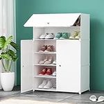 enlitoys Shoe Rack Organizer 6-Tier Shoe Cabinet Expandable Free Standing Shoe Rack (24x12x36 inches) Portable Shoes Organizer Covered Shoe Rack White