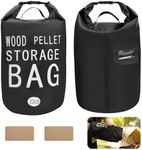 YIBOBO 32LB Waterproof Wood Pellet Storage Bag - 500D PVC Charcoal Storage Container with Dual Handles, Label Pocket & Buckle Seal for Grill Smoker BBQ Outdoor Use (2, 32LB-Black)