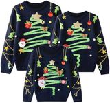 Simplee kids Family Matching Christmas Sweaters Xmas Print Ugly Funny Jumper Holiday Pullover Tops Navy Blue