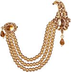 RAADHE CREATION® Golden Plated Traditional Stone Golden Pearl Classy Safa kalgi For Groom Pagdi Wedding Dulha Accessories