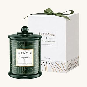 La Jolíe Muse Velas Aromáticas de Ciprés Cedro, Velas Decorativa para el Hogar Perfumadas, Velas de Cera de Soja Natural, 70 Horas de Larga Duración, 280g