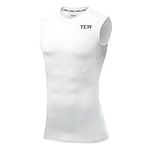 TCA Men's HyperFusion Compression Shirt Base Layer Workout Training Running Gym Compression Vest Under Shirt - Compression Vest Men, Compression Tops for Men, Compression Shirt Men - White, M