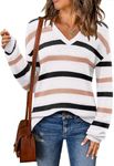 Zeagoo Womens 2024 Fall Sweaters Casual Long Sleeve Ribbed Knit Pullover V Neck Lightweight Crochet Pullover Sweater Top