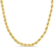 Abbie+Cleo 10K Real Gold Rope Chain Necklace for Men and Women - Cadena de Oro para Hombres y Mujeres - (10k - 4mm - 24 Inch)