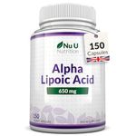 Alpha Lipoic Acid 650mg - 150 High Strength Vegan ALA Capsules - 5 Month Supply - Amino Acid Supplement - Made in The UK - Nu U Nutrition