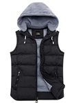 ZSHOW Men's Cotton Padded Jacket Packable Quilted Puffer Vest with Hood Black M