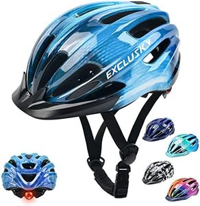 Exclusky Casco Bicicleta Niño con Lámpara y Visera Casco de Bicicleta para Chico Niñas Casco de Ventilación Múltiple para Niños (5-13 Años)