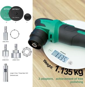 BATOCA Cordless Car Polisher Kit – Mini Rotary & Dual Action, 2 Batteries, 4 Speeds, 1&3 Inch Brushless