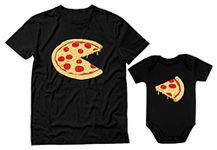 Tstars Pizza Pie & Slice Daddy and Me Matching Outfits Fathers Day Dad Baby Shirts Set Dad Black X-Large/Baby Black 6M (3-6M)