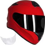 ILM Full Face Motorcycle Street Bike Helmet with Enlarged Air Vents, Free Replacement Visor for Men Women DOT Approved Model-ST-06 (Red, Large)