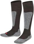 FALKE Unisex Kids Active Ski Ski Socks, Knee High, Medium Cushion, Anatomic Fit, Breathable Quick Dry, Merino Wool, Black (Black 3000), 7-9.5, 1 Pair