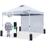 Acepic 10x10 Pop Up Canopy Tent with Sidewall,300D Silver-Coating Top,Easy Setup，Instant Portable Shelter with 1-Button Push and Wheel Carry Bag, Bonus 8 Stakes and 4 Canopy Weights (White)