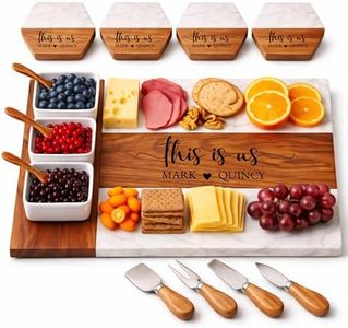 Personalized Charcuterie Board - Custom Engraved Wooden Marble Cheese Boards for Bridal Shower, Wedding, Housewarming, Anniversary, Birthday Gift for Couples and Personalized for Mom