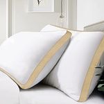 Homerz Set of 2 Gusset Pillow, 3D Conjugated Fiber Filled, Adequate Firmness and Support, 17 X 27 Inch Size, Conjugated Microfiber, White (Goldstar- Pack of 2)