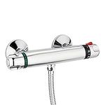 ENKI, Luna, T30, Wall Mounted, Valve 1/2" Outlet, Thermostatic Shower Mixer Bar for Bathrooms, Chrome Modern Mixer Tap Style