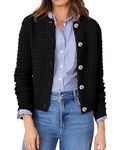 PRETTYGARDEN Women's Fall Cardigan Sweaters Casual Long Sleeve Open Front Button Down Trendy Jackets Outerwear (Black,Large)